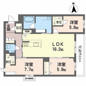 フレシア天王寺0406号室_間取り画像