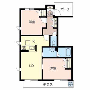 シャーメゾン紀寺Ａ・Ｂ B103号-2