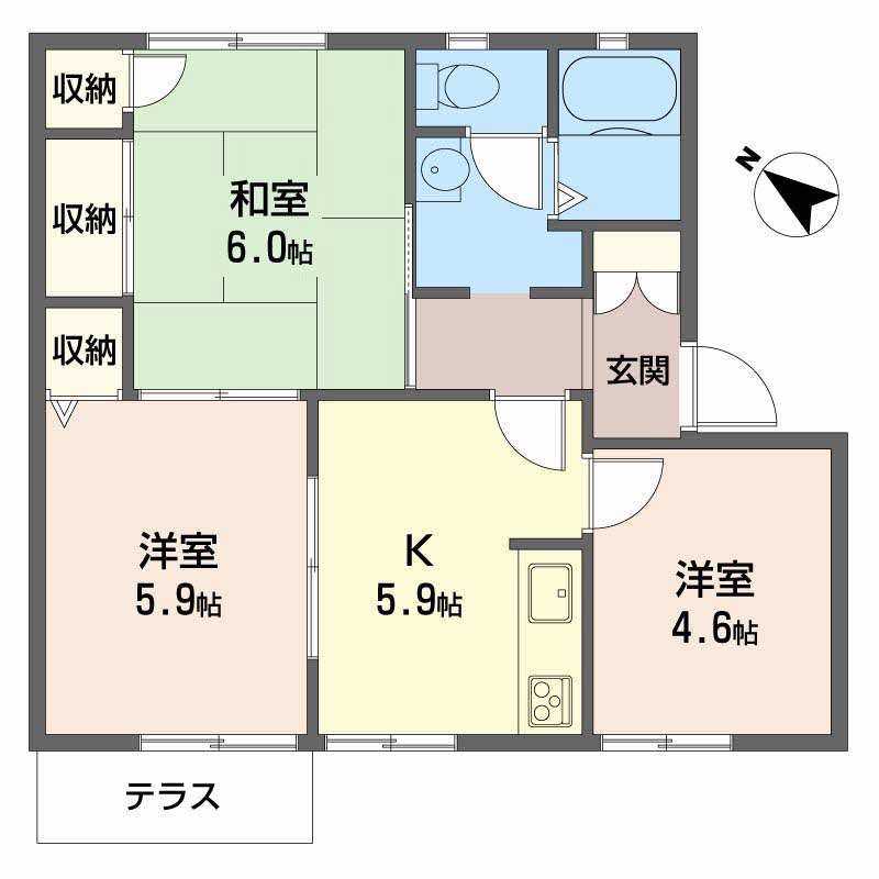 エス・グランパーＡ・Ｂ棟 A102号-2