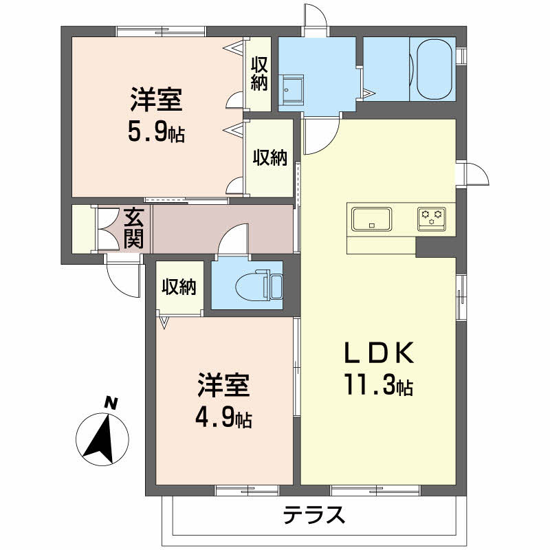 シャーメゾン萱野 A102号-4
