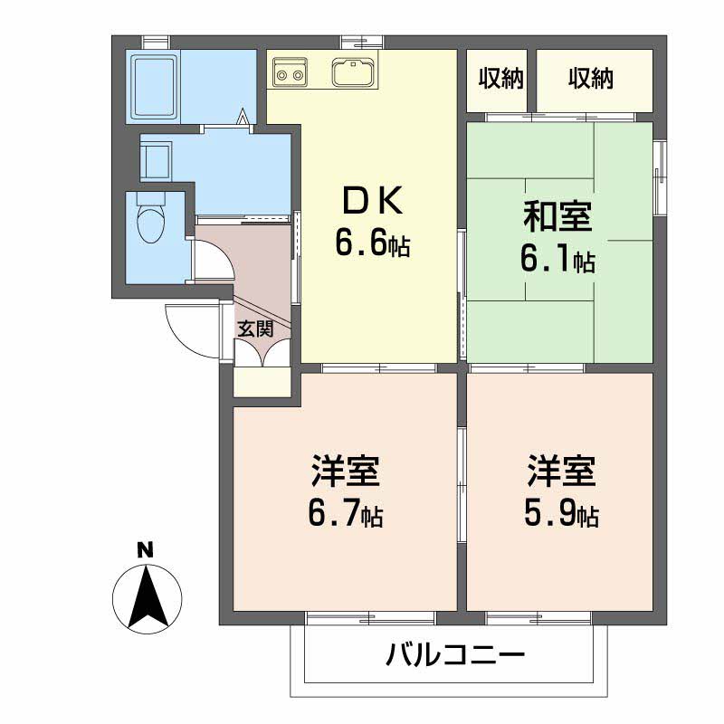 バリュージュ小山Ⅰ・Ⅱ 1202号-2
