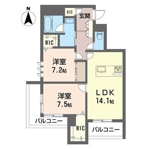 ＢＥＴＯＮ　ＡＪＵＲＥ　せせらぎ203号室_間取り画像