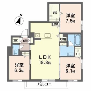 シャーメゾン六花 0201号室