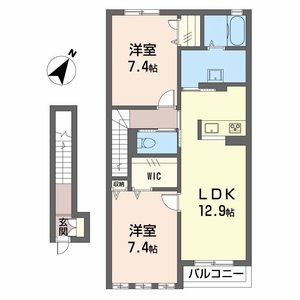 メゾネット　ジャルダン　ヴェールＡ棟 A202号室