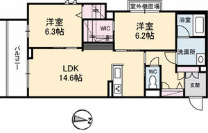 ＨＩＲＡ　ＴＥＲＲＡＣＥA0302号室_間取り画像