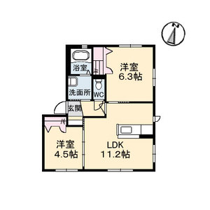 Ｒｉｖｅｒ　Ｃｏｕｒｔ　Ⅱ棟 B0101号室