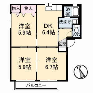 ヴィレッジ中陣　Ａ棟 A0201号-16