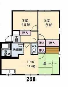 コスモタウン森岡　Ｄ棟 D0208号室