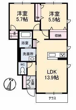 ベルブランシュ笹沖　Ａ棟 A0101号-2