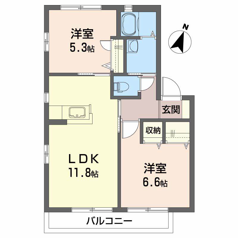 メゾンボヌールⅡ B棟 B0201号-2