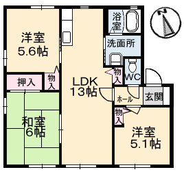 クレールせせら　Ｂ棟 B0101号-4