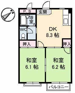 ドミール土井　Ｂ棟 B0201号-2