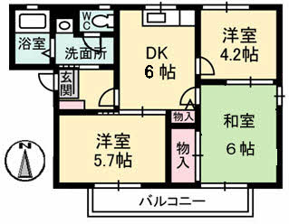サニーハイツ牛田　Ｂ棟 B0201号-3