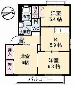 Ｋ’Ｓヒル　Ｂ棟 B0101号室