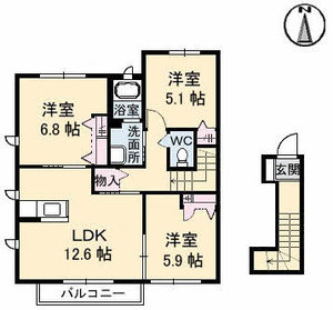 パインテイル　Ｄ棟 D0202号-16