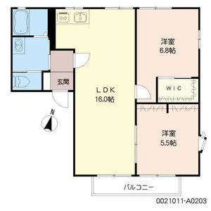 Ｋフラット　Ａ棟　＊ A0203号室
