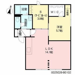 エントピア若葉　Ｂ棟　＊＊ B0102号室