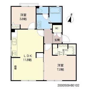 クレール福井　Ｂ棟　＊＊ B0102号-16