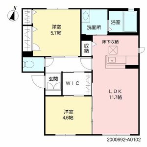 ドミール永犬丸　Ⅰ棟　＊＊ A0102号室