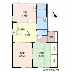 サイドパーク本城Ⅱ　Ｂ棟　＊ B0103号室