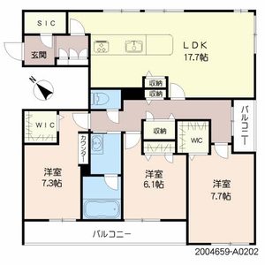 シャーメゾンクロノスA0202号室_間取り画像