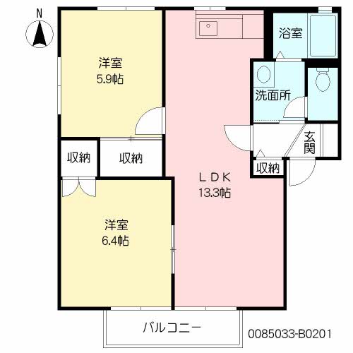 ハイラーク甘木　Ｂ棟　＊＊B0201-2