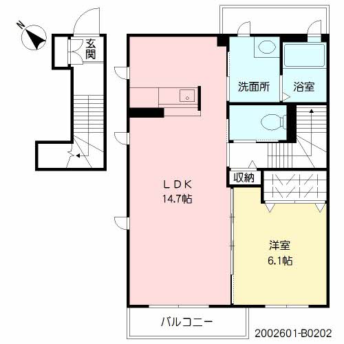 ＤｅａｒＣｏｕｒｔ大川中央　Ｂ棟　＊＊ B0202号-16