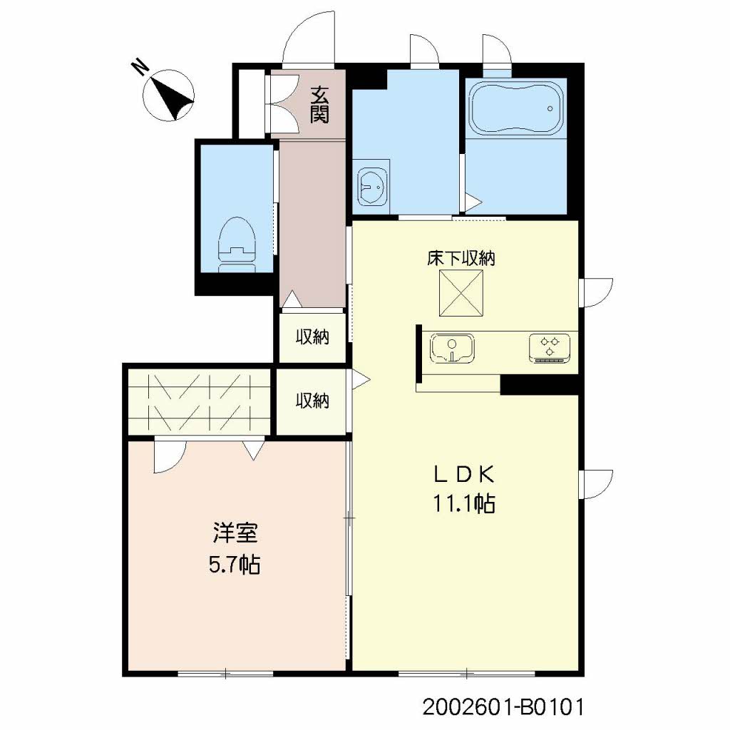 ＤｅａｒＣｏｕｒｔ大川中央　Ｂ棟　＊＊B0101-2