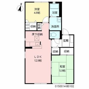 アーバンハイツ三日月　Ｂ棟　＊＊ B0102号室