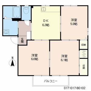 サンヒルズ中尾　Ｂ棟　＊＊ B0102号室