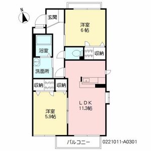 シャーメゾンＪ・Ｋ　Ａ棟　＊＊ A0301号室