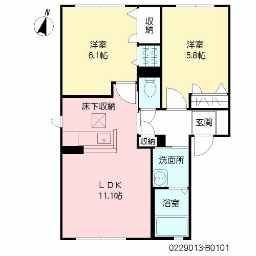 バサラハイツⅡ　Ｂ棟　＊＊B0101-2