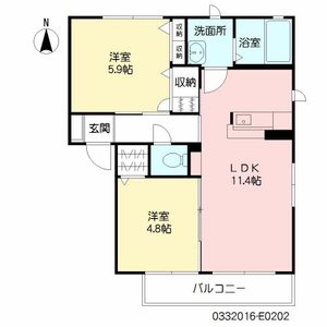 ファミールオガタ　Ｅ棟　＊＊ E0202号室