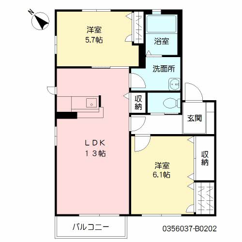 パディ沖代　Ｂ棟　＊＊B0202-2