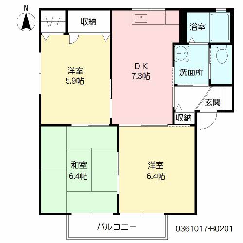 フレグランス宗方　Ｂ棟　＊＊B0201-2