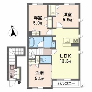 シャーメゾン　ラ・ヴィ 203号室
